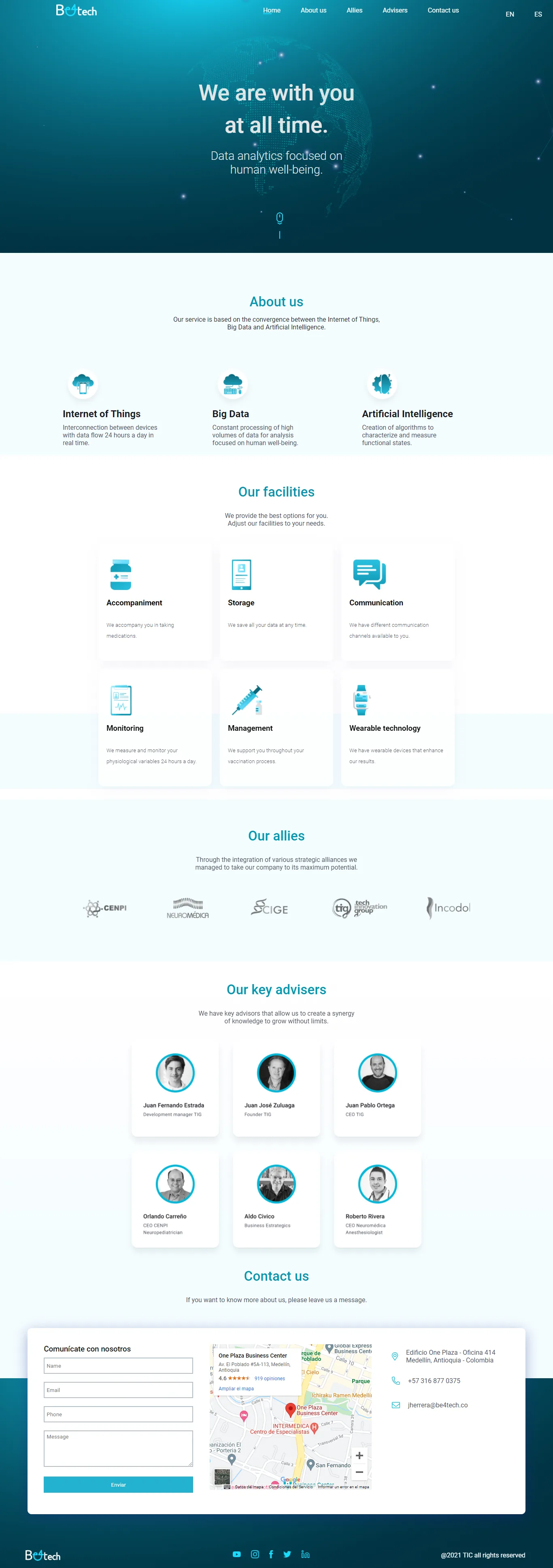 BE4TECH landing — hero section