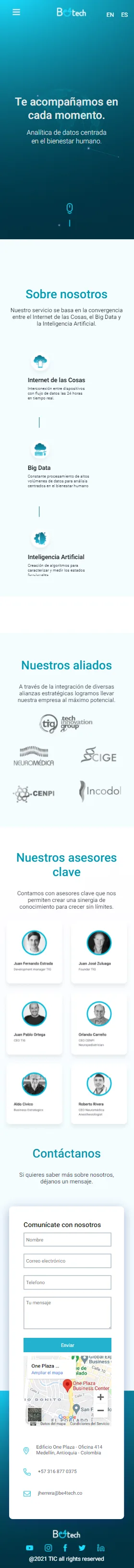 BE4TECH landing — features section